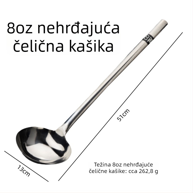 Set žlice i špatule od nehrđajućeg čelika s dugom drškom, dvije komada, nelepive, otporne na visoke temperature