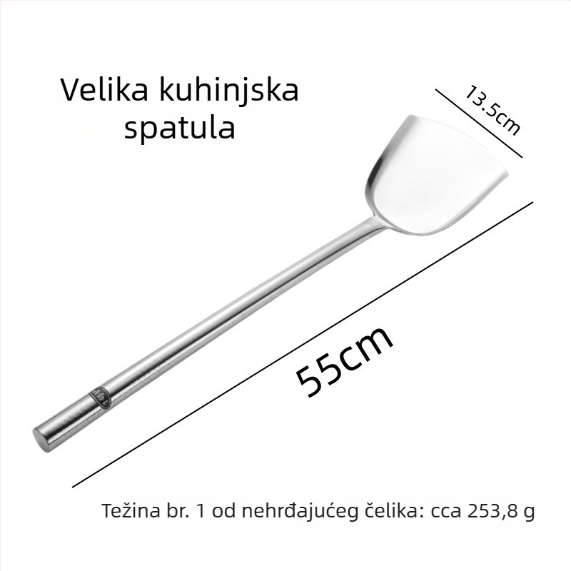 Set žlice i špatule od nehrđajućeg čelika s dugom drškom, dvije komada, nelepive, otporne na visoke temperature