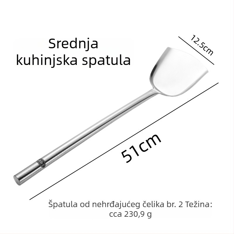 Set žlice i špatule od nehrđajućeg čelika s dugom drškom, dvije komada, nelepive, otporne na visoke temperature