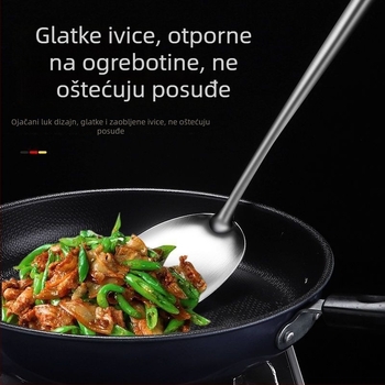 Yifu 304 nehrđajući čelik – set spatule i žlice, četiri kuhinjska alata s dugim prozračnim ručkama protiv opeklina, kompatibilno s nepremazanim posudama, antibakterijski završetak