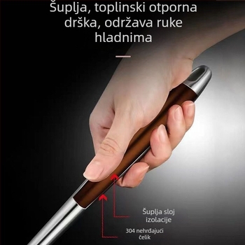 Yifu 304 nehrđajući čelik – set spatule i žlice, četiri kuhinjska alata s dugim prozračnim ručkama protiv opeklina, kompatibilno s nepremazanim posudama, antibakterijski završetak