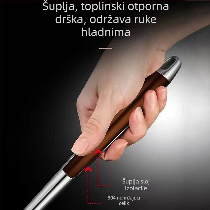 Yifu 304 nehrđajući čelik – set spatule i žlice, četiri kuhinjska alata s dugim prozračnim ručkama protiv opeklina, kompatibilno s nepremazanim posudama, antibakterijski završetak