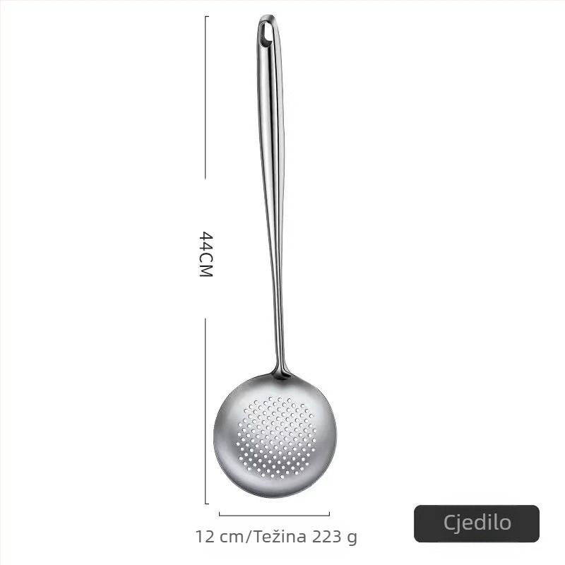 Yifu 304 nehrđajući čelik – set spatule i žlice, četiri kuhinjska alata s dugim prozračnim ručkama protiv opeklina, kompatibilno s nepremazanim posudama, antibakterijski završetak