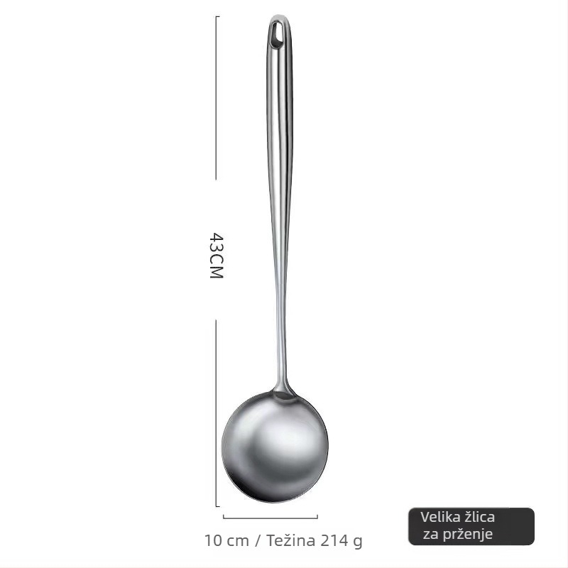 Yifu 304 nehrđajući čelik – set spatule i žlice, četiri kuhinjska alata s dugim prozračnim ručkama protiv opeklina, kompatibilno s nepremazanim posudama, antibakterijski završetak
