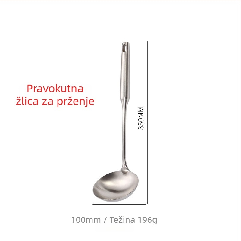 Yifu 304 nehrđajući čelik – set spatule i žlice, četiri kuhinjska alata s dugim prozračnim ručkama protiv opeklina, kompatibilno s nepremazanim posudama, antibakterijski završetak