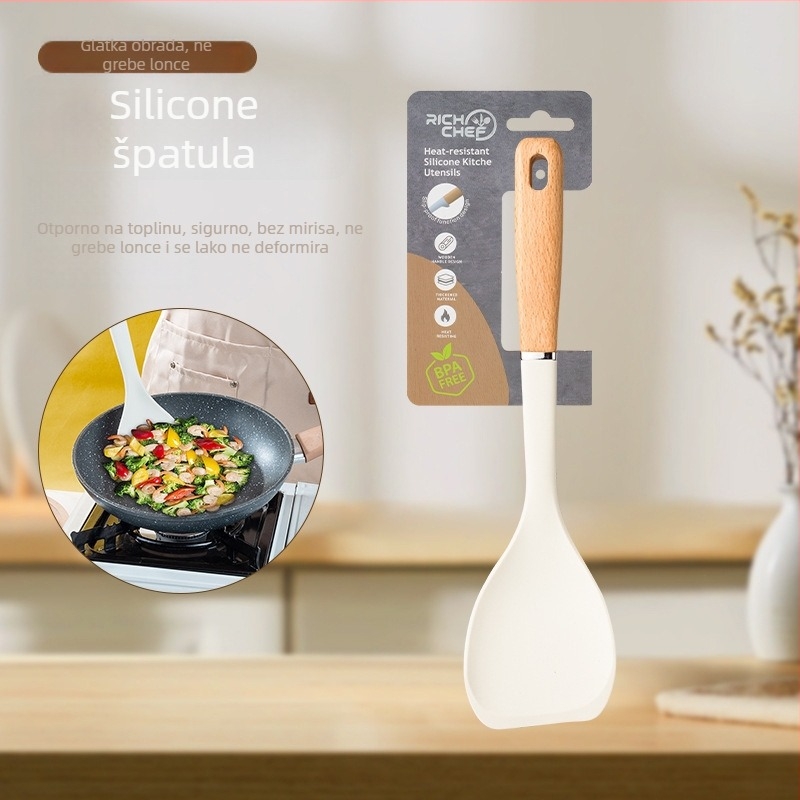 RICH CHEF Silikonska spatula za kuhanje – protuklizna, otporna na visoke temperature, hrana-klasa, s PP drškom