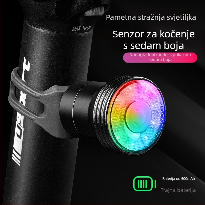 Zadnja svjetiljka za bicikl s pametnim senzorom, svjetlo za kočenje, punjiva, kompatibilna s planinskim i cestovnim biciklima te dječjim balansnim biciklima — Magic Knight / DemonKnights