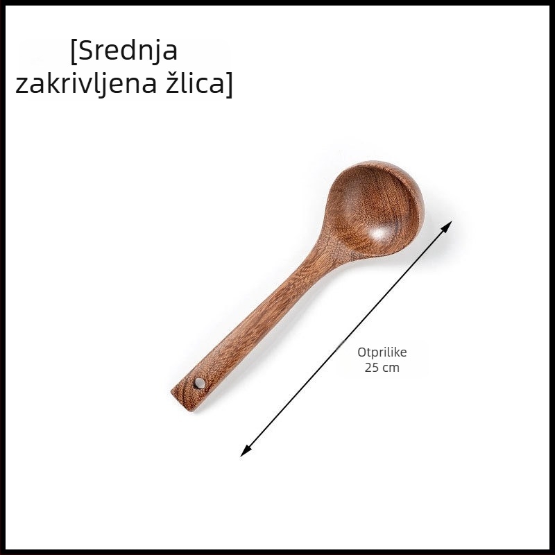Drveni set špatula i žlica s dugim držalom za posude otporne na prianjanje, s tiskanim logom i mogućnošću prilagodbe