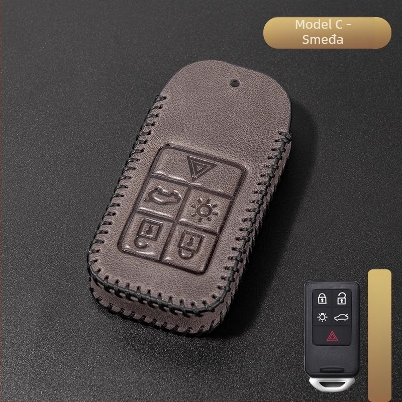 Volvo kožna futrola za ključ, teleća koža, retro stil, prilagodljivo