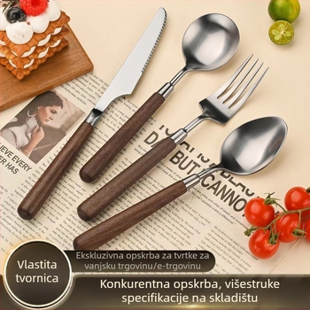 Set pribora (nož, vilica, žlica) od 304 nerđajućeg čelika, ogledni završni sloj, ručno izrađeno, retro stil blag luksuza