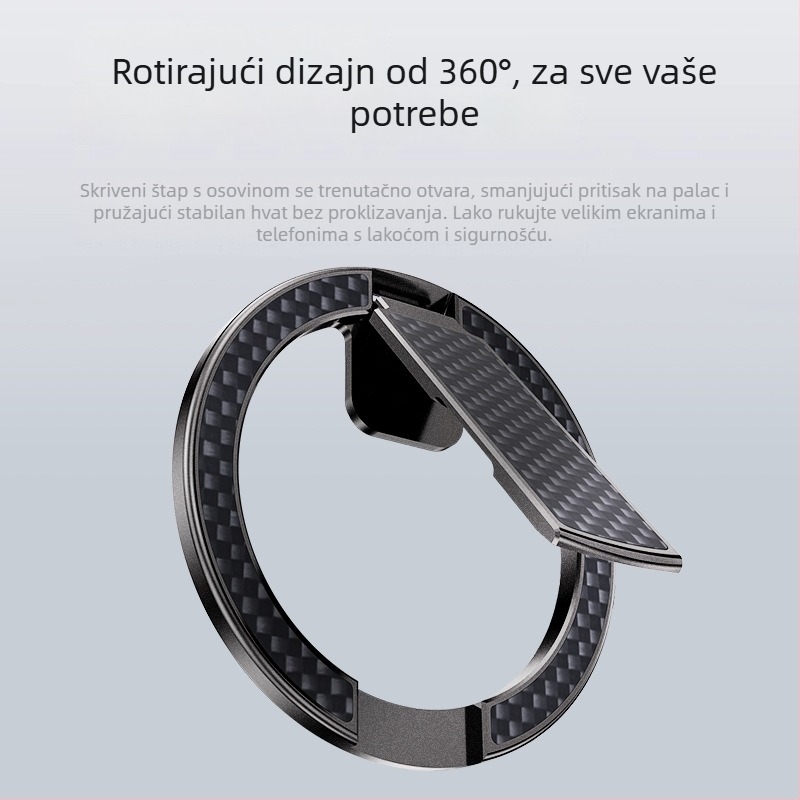 Magnetski držač za telefon s prstenom, N52 aluminijska legura, stolni držač, izdržljiv, lagan