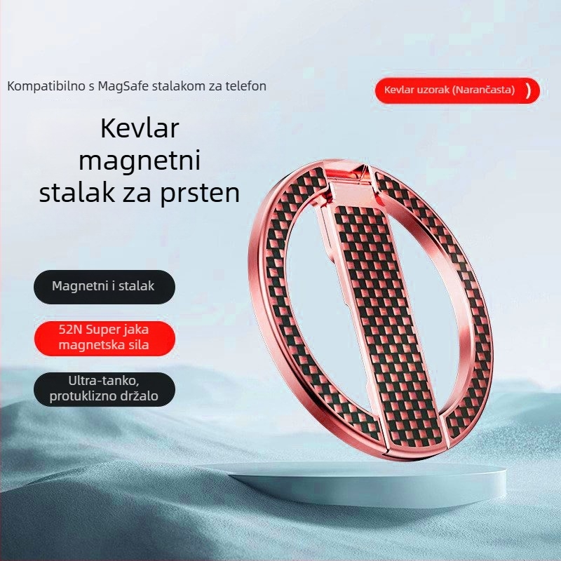 Magnetski držač za telefon s prstenom, N52 aluminijska legura, stolni držač, izdržljiv, lagan