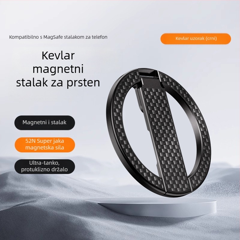Magnetski držač za telefon s prstenom, N52 aluminijska legura, stolni držač, izdržljiv, lagan