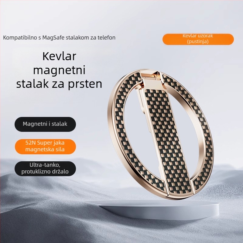 Magnetski držač za telefon s prstenom, N52 aluminijska legura, stolni držač, izdržljiv, lagan
