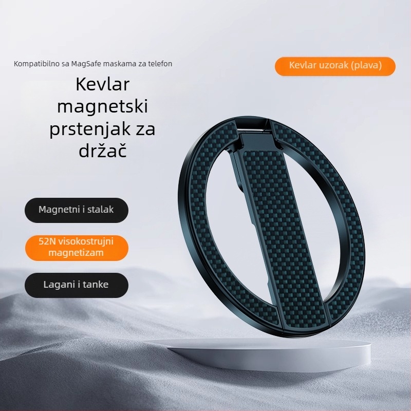 Magnetski držač za telefon s prstenom, N52 aluminijska legura, stolni držač, izdržljiv, lagan