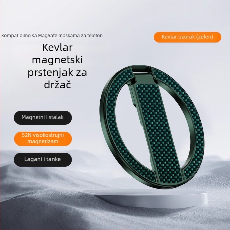 Magnetski držač za telefon s prstenom, N52 aluminijska legura, stolni držač, izdržljiv, lagan