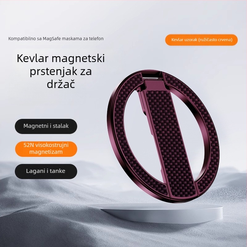 Magnetski držač za telefon s prstenom, N52 aluminijska legura, stolni držač, izdržljiv, lagan