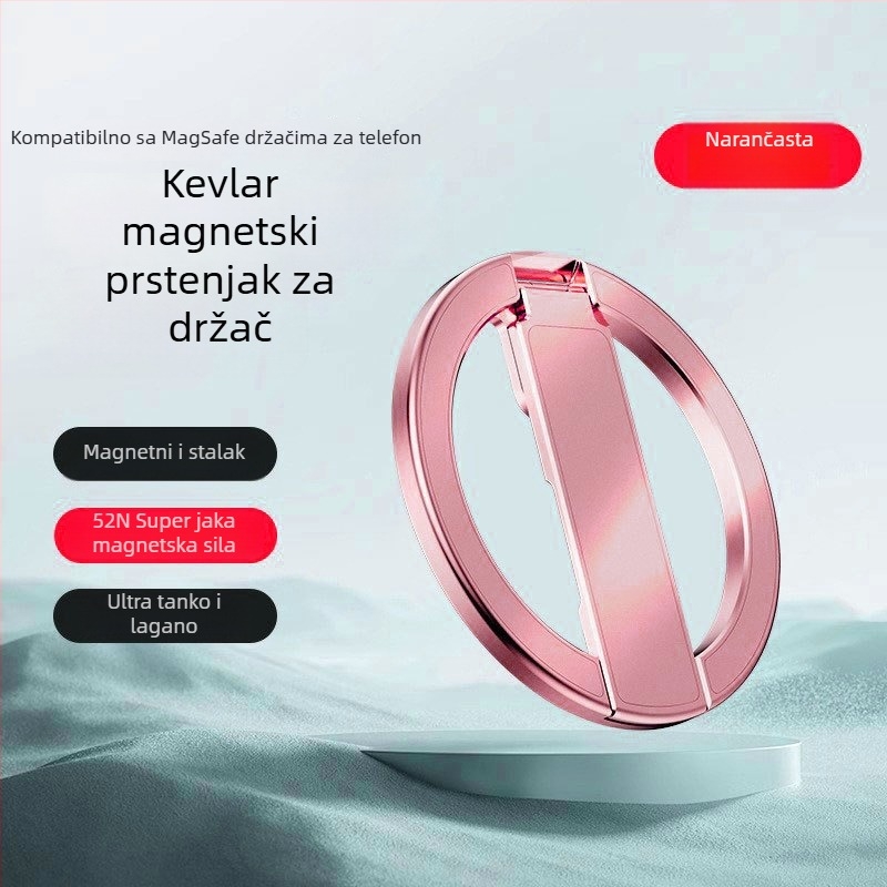 Magnetski držač za telefon s prstenom, N52 aluminijska legura, stolni držač, izdržljiv, lagan