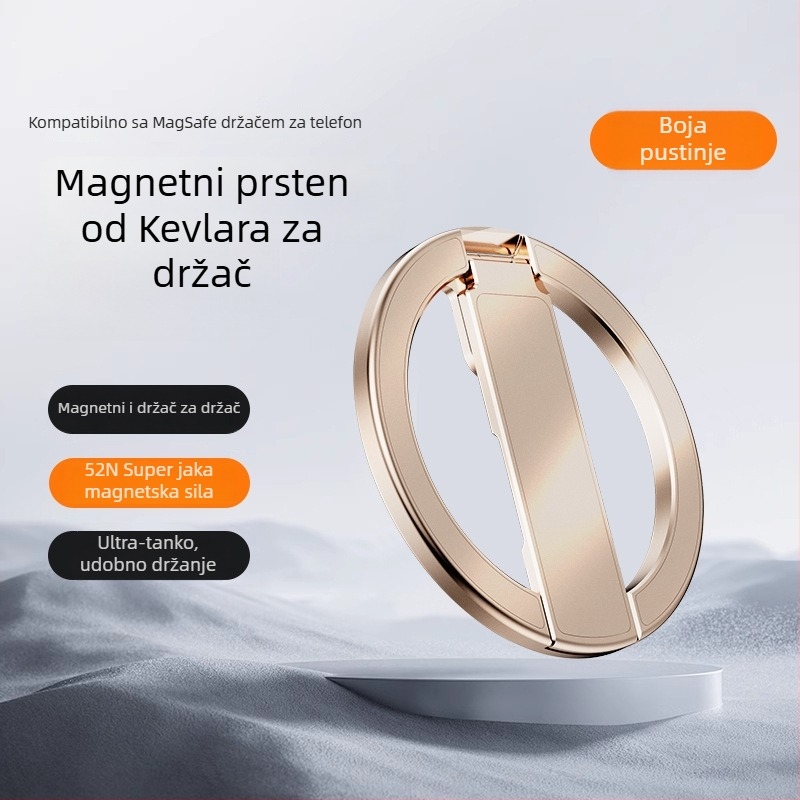 Magnetski držač za telefon s prstenom, N52 aluminijska legura, stolni držač, izdržljiv, lagan