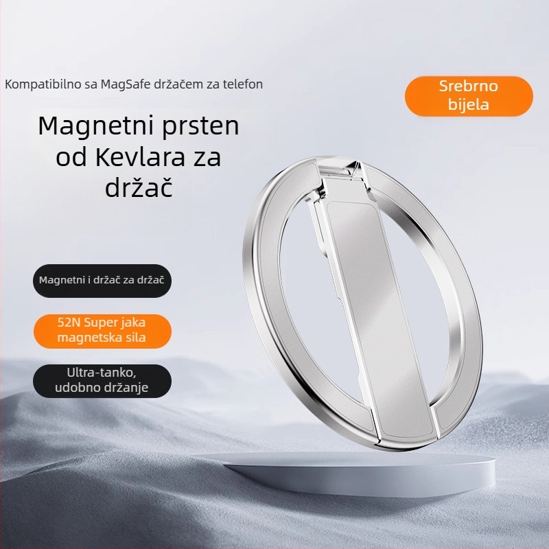Magnetski držač za telefon s prstenom, N52 aluminijska legura, stolni držač, izdržljiv, lagan