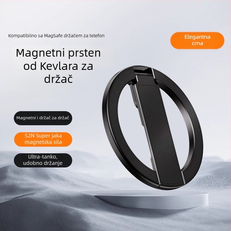 Magnetski držač za telefon s prstenom, N52 aluminijska legura, stolni držač, izdržljiv, lagan