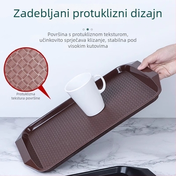 Plastični pravokutni pladanj za posluživanje, protuklizni, siguran za mikrovalnu pećnicu, mogućnost tiskanja logotipa, pogodan za hotele i restorane