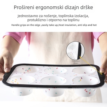 Na skladištu: Silikonski kalup za kolače, prehrambene kvalitete, 6-dijelni set za pećnicu, s šarenim točkicama