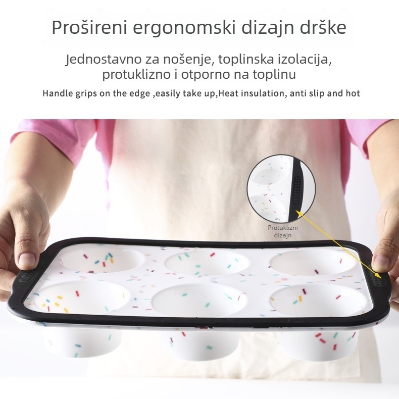 Na skladištu: Silikonski kalup za kolače, prehrambene kvalitete, 6-dijelni set za pećnicu, s šarenim točkicama