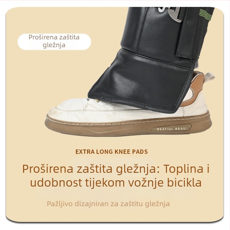 Dugi koljeni štitnici za biciklizam i motocikle, koža i vuna, otporni na vjetar i hladnoću