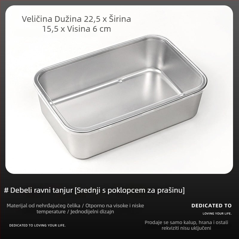 Tiramisu kalup od nehrđajućeg čelika sa kvadratnim pladnjem, debeđani dizajn, posuda za mousse s poklopcem za kućnu upotrebu