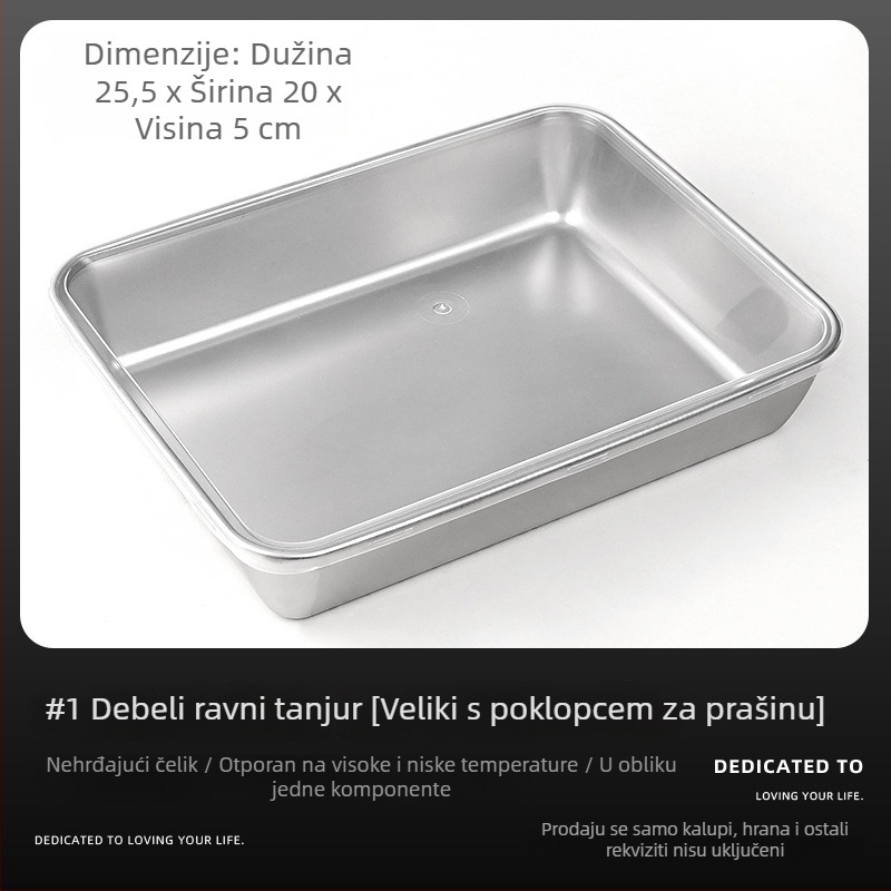 Tiramisu kalup od nehrđajućeg čelika sa kvadratnim pladnjem, debeđani dizajn, posuda za mousse s poklopcem za kućnu upotrebu