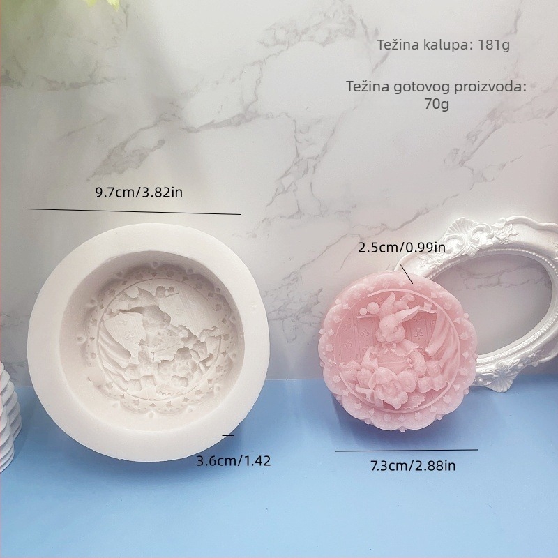 Silikonska forma u obliku zečića za sapun i kolač; nepravilnog oblika; materijal: silikon; pogodna za epoksidnu smolu i aromatične svijeće