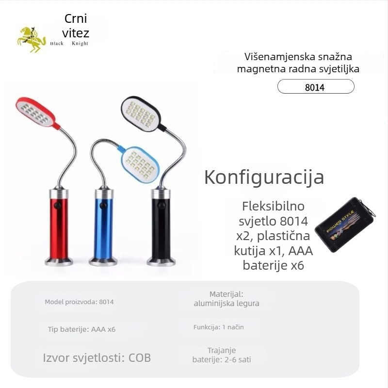 Hitno radno svjetlo s 9-LED COB, ručno pokretanje, magnetna baza, aluminijsko tijelo