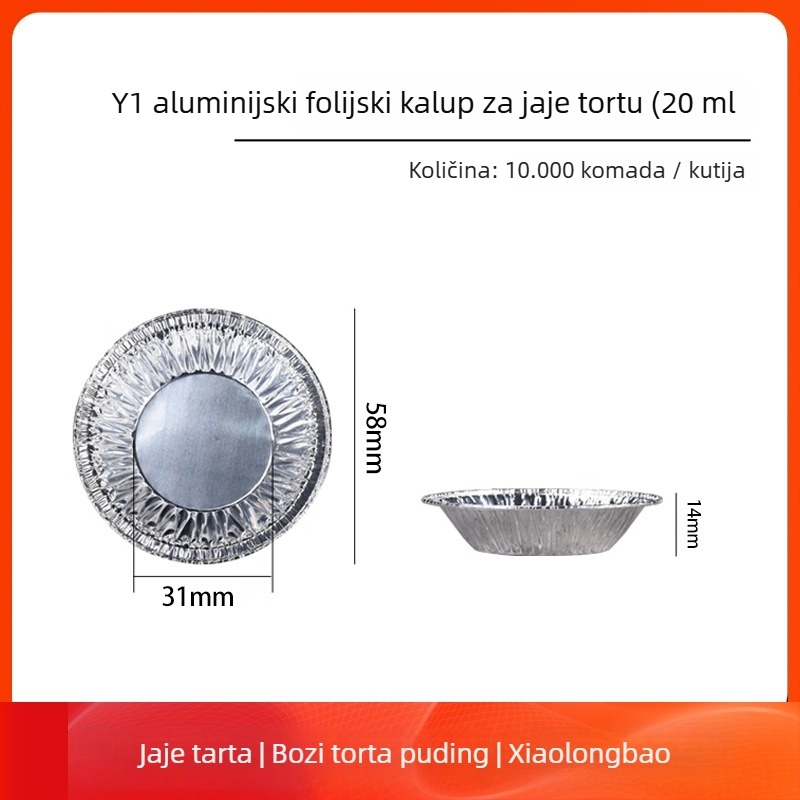 Jednokratne aluminijske čašice za jaja tart i posudice za pečenje | Zapremina 10-100 ml | Visoka toplinska otpornost
