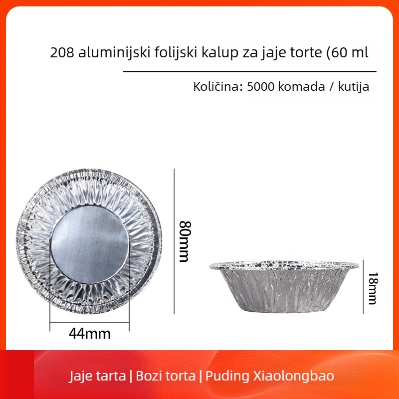 Jednokratne aluminijske čašice za jaja tart i posudice za pečenje | Zapremina 10-100 ml | Visoka toplinska otpornost