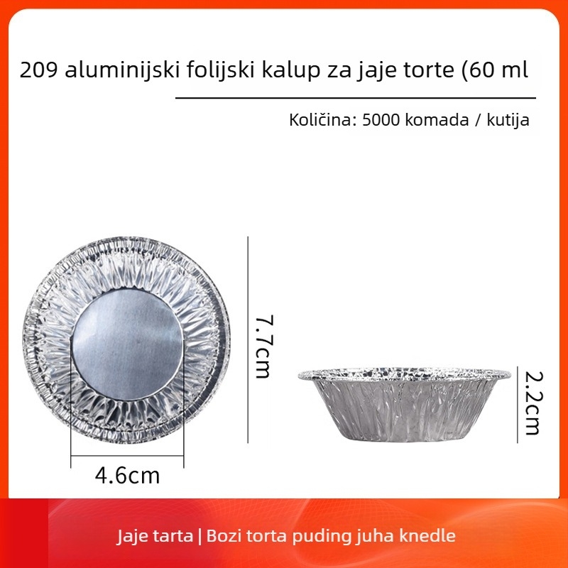 Jednokratne aluminijske čašice za jaja tart i posudice za pečenje | Zapremina 10-100 ml | Visoka toplinska otpornost