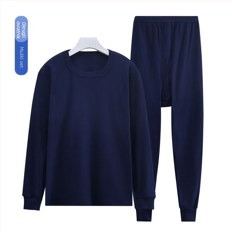 Muški termo set od 100% pamuka, dvodijelni, visok pojas, srednja toplina, srednja debljina