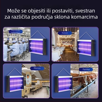 Električna lampa za uništavanje komaraca s ljubičastom svjetlošću za restorane i hotele, visokim naponom, sigurna i tiha, za unutarnje komercijalne prostore.