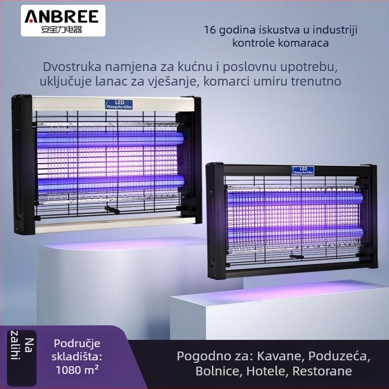 Električna lampa za uništavanje komaraca s ljubičastom svjetlošću za restorane i hotele, visokim naponom, sigurna i tiha, za unutarnje komercijalne prostore.