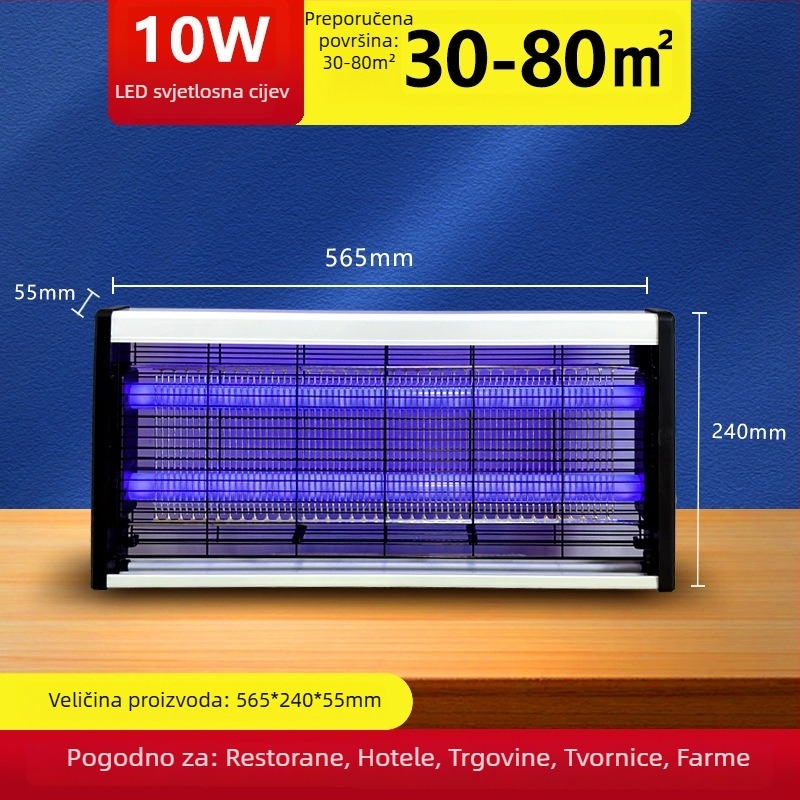 Električna lampa za uništavanje komaraca s ljubičastom svjetlošću za restorane i hotele, visokim naponom, sigurna i tiha, za unutarnje komercijalne prostore.