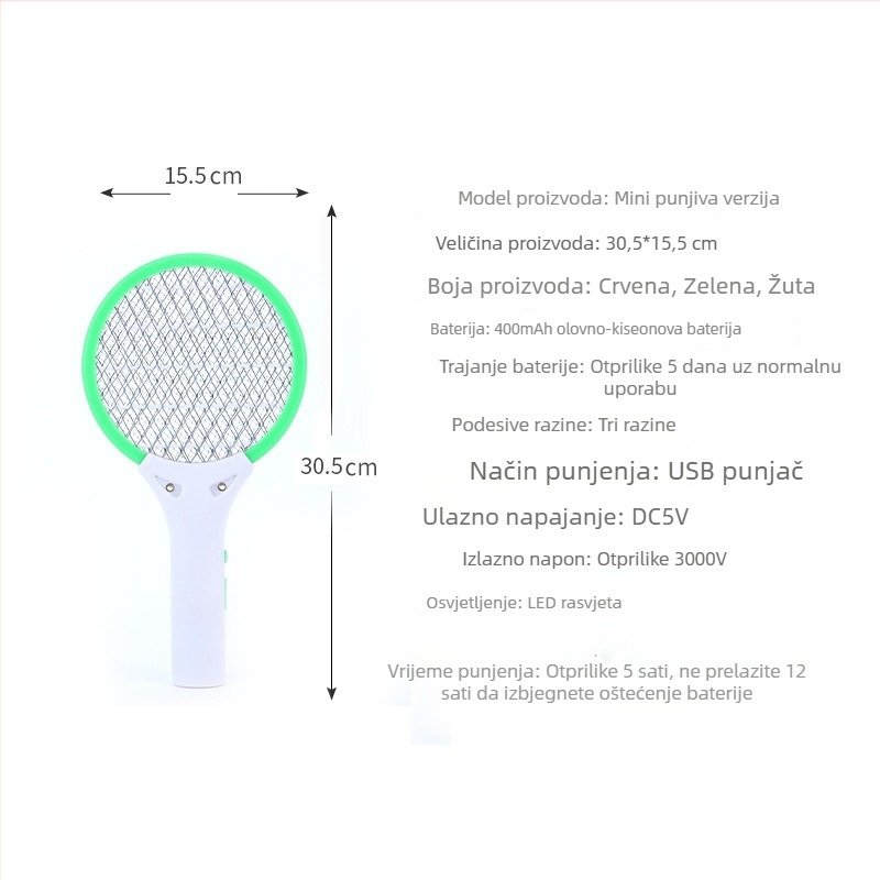 Mini električni štitnik za komarce s USB punjenjem – kućna i vanjska upotreba, 2 u 1, LED 1W, pokrivenost 11–20 m²