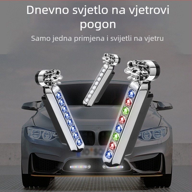 Curdy Vjetro Dnevna Svjetla — LED dnevna svjetla za automobil, napajana vjetrom, bez kablova, svjetiljka srednje mreže