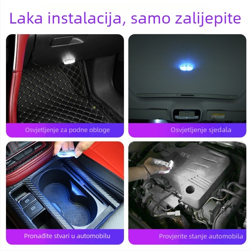 Unutarnje LED osvjetljenje autom – bežično, bez vodiča, ambijentalno osvjetljenje, model Touch LED lighting (Značka: Car Fragrance; OEM; Pomoć pri instalaciji)