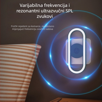 Inteligentno glasovno upravljano ultrazvučno odganjanje komaraca s noćnom lampom – napajanje iz utičnice, pokrivenost 10 m², LED, ABS kućište, bez baterije