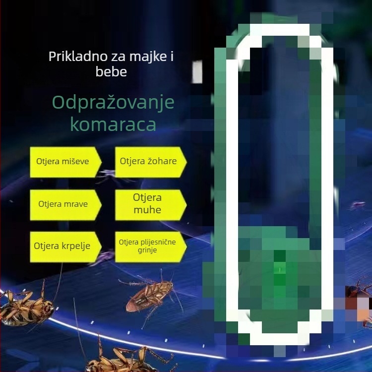 Inteligentno glasovno upravljano ultrazvučno odganjanje komaraca s noćnom lampom – napajanje iz utičnice, pokrivenost 10 m², LED, ABS kućište, bez baterije