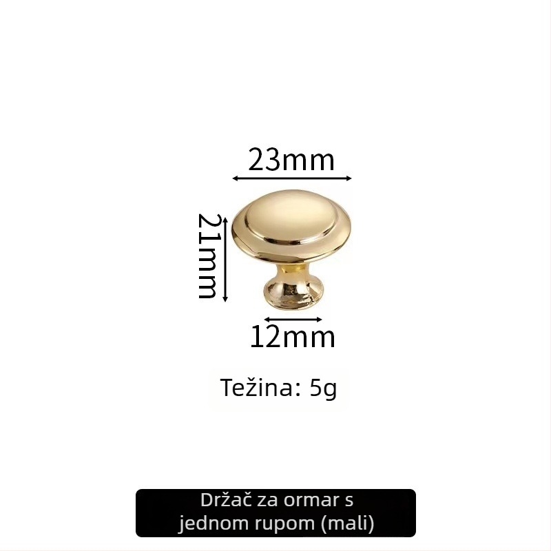 Drška za ormare i ladice, s gumbom u obliku gljive, od cinkove legure, završna obrada: inox premaz, model s jednim otvorom, moderni minimalistički stil