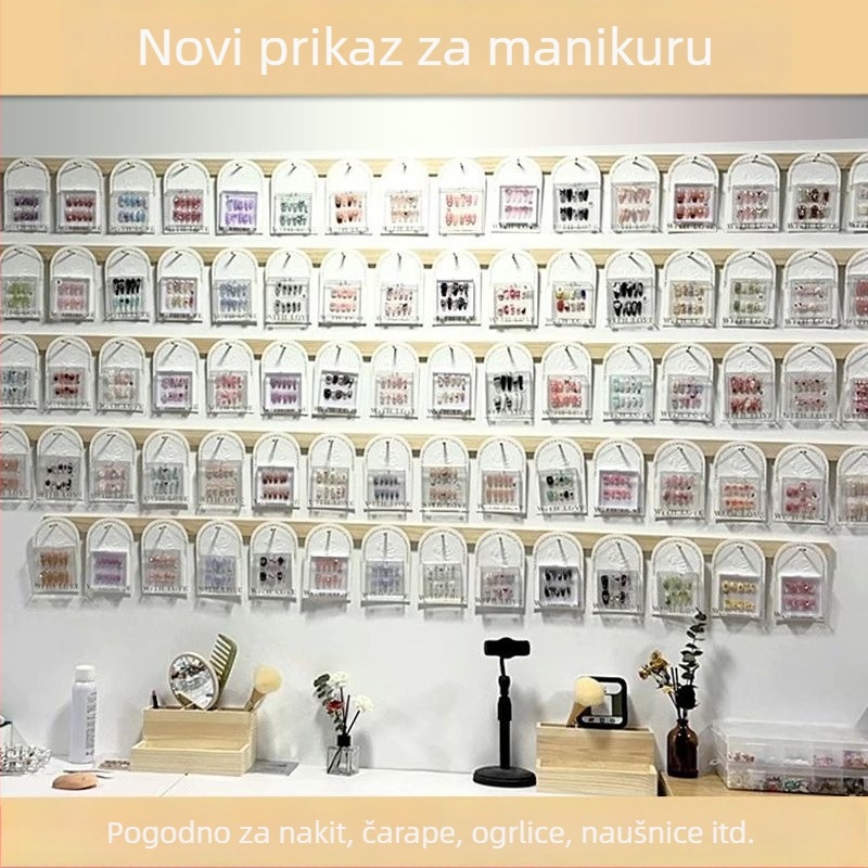 Drveni zidni prikazni stalak za nakit i dodatke s kukama za naušnice i sitne predmete
