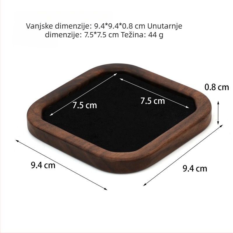 Jednodelni drveni stalak za izlaganje nakita za ogrlice i naušnice s geometrijskim dizajnom