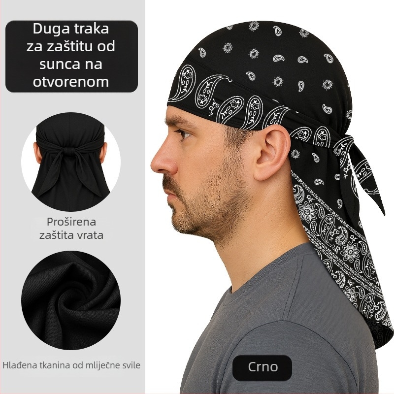 Vanjska brzo-sušna turbanska kapa za biciklizam s trakom, kompatibilna s kacigom, poliester, otisak kešu cvjetova, unisex