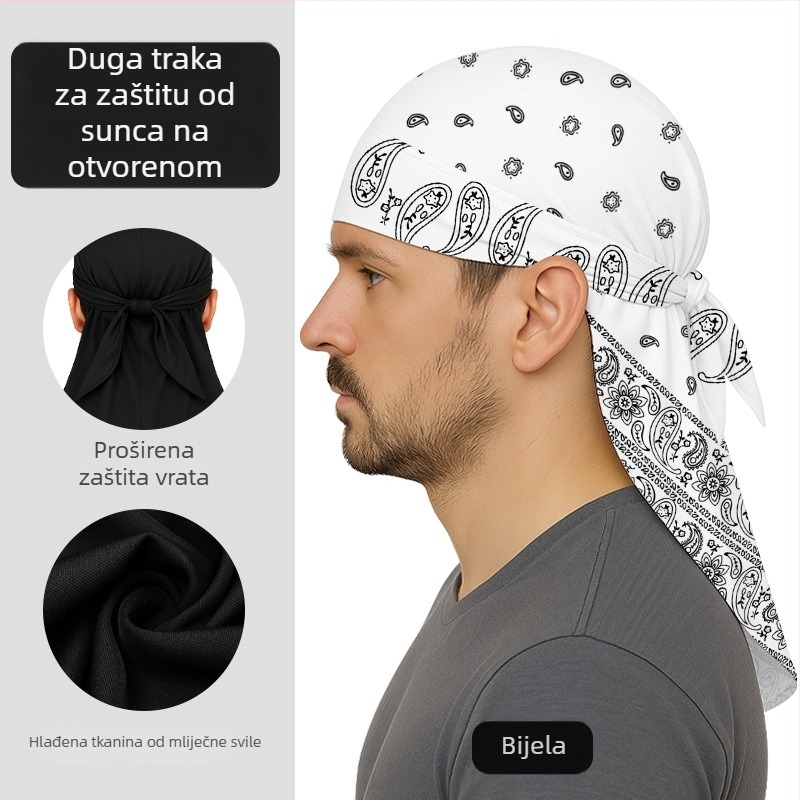 Vanjska brzo-sušna turbanska kapa za biciklizam s trakom, kompatibilna s kacigom, poliester, otisak kešu cvjetova, unisex
